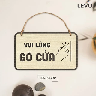 Bảng gỗ treo trang trí vui lòng gõ cửa LEVU-BG42