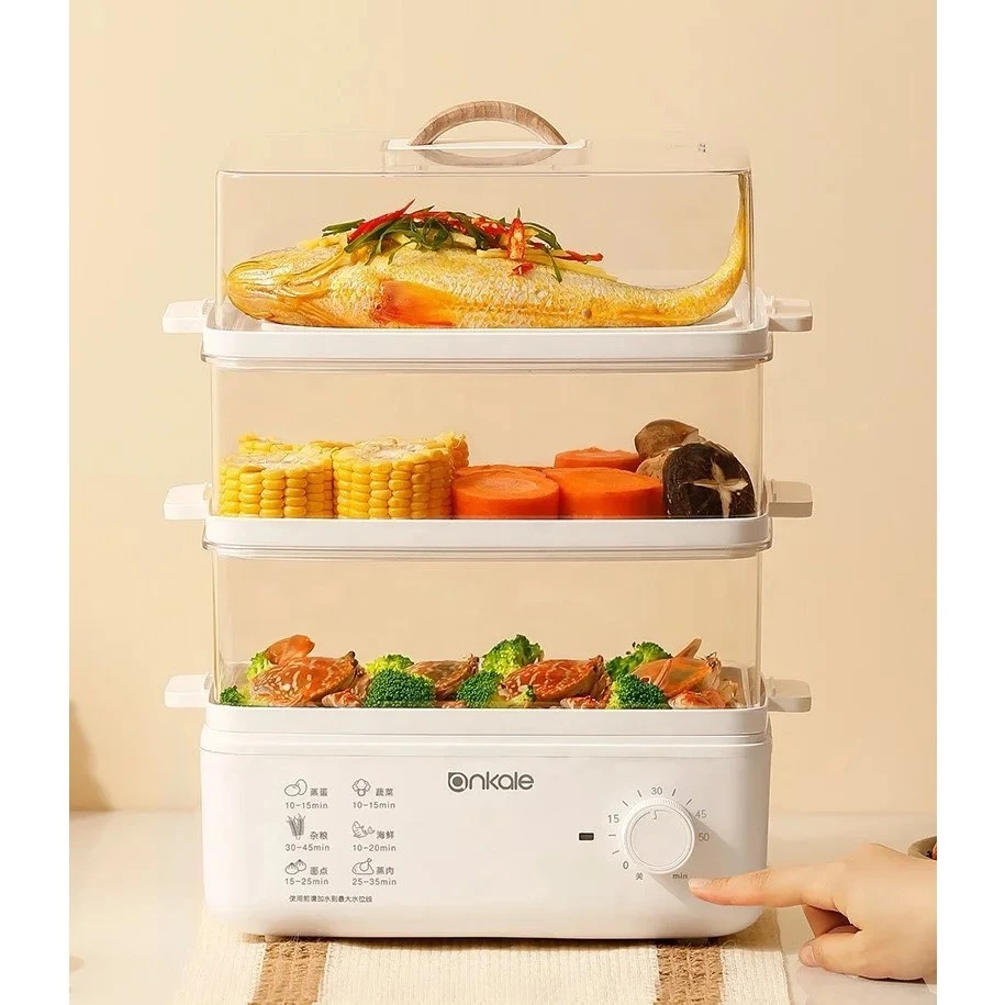 Nồi Hấp Điện - Đa Năng - Nồi 2 Tầng - Chức Năng Hẹn Giờ Thông Minh - Công Suất Lớn 800W - Chất Liệu Nhựa PP An Toàn