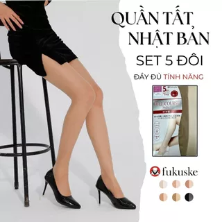 (Set 5 đôi) Quần tất trong suốt Fukuske Nhật Bản hộp 5 đôi siêu thật chân bền đẹp bản 2023 siêu tiết kiệm