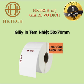 Giấy In Tem Nhiệt 50x70 mm, Tem In Mã Vạch 5x7 cm (Tem Đứng), Ngang 5 Dọc 7 cm