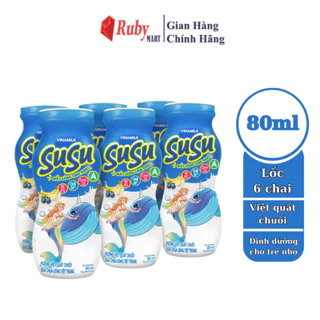 [Date T9/24] Lốc 6 Chai x 80ml Sữa Chua Uống Vinamilk Susu Hương Việt Quất