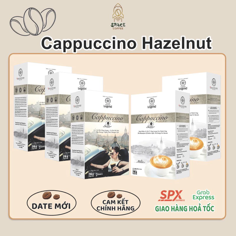 Combo 5 hộp Cà phê hòa tan Trung Nguyên Cappuccino Mocha - Capuchino Hazelnut - Cappuchino Dừa Coconut