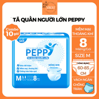 [Tặng quà] Combo 10 gói Tã bỉm quần người lớn Peppy Kerry size M8/L7 miếng/gói mềm mại khô thoáng