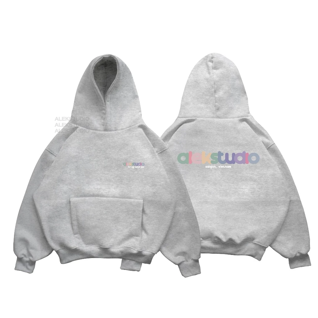 ÁO HOODIE BASIC UNISEX "COLOR" GRAPHIC MÀU XÁM FORM BOXY | ALEKSTUDIO