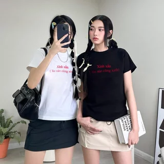 Áo xinh xắn baby tee hồng thun dáng ngắn nữ hot trend mùa hè y2k phông croptop cổ tròn l66 [A121]