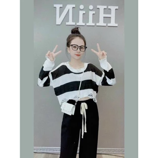 Áo len nữ croptop hàng QC - Áo len dệt kim thu đông HiiNCloset (065)