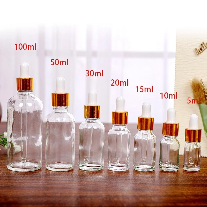 Lọ Đựng Tinh Dầu (Chai Serum) Thủy Tinh Bóp Giọt Khoen Vàng 5ML/10ML - Lọ Chiết Mỹ Phẩm