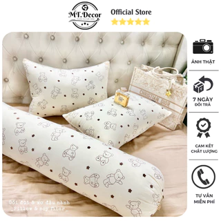 Gối nằm ngủ cotton đũi sơ đậu nành có khoá kéo kích thước 45*65. chất cotton đũi thoáng mát mềm mịn mát MT.Decor