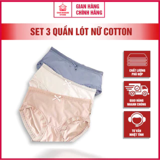 Set 3 Quần Lót Nữ OHA Bigsize Store - Quần Lót Chất Liệu Cotton Hình Nơ, Thoáng Mát, Dễ Chịu, Tính Thẩm Mcy