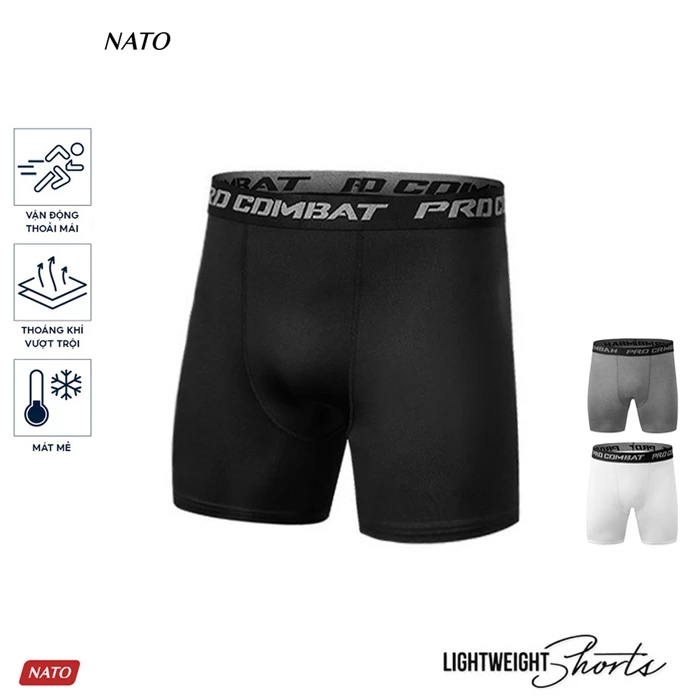 Quần Lót Nam Nato Combatize Chạy Bộ Vải Cotton Cao Cấp Form Bó Legging Dài Giữ Nhiệt Boxer 265Gsm