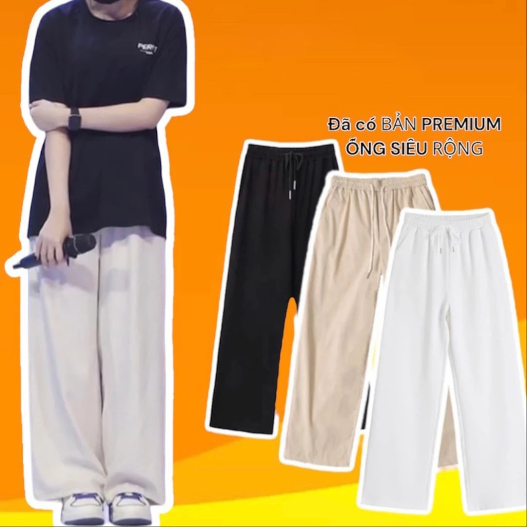 QUẦN ỐNG RỘNG UNISEX CẠP CAO LƯNG THUN CHẤT UMI CO GIÃN 4 CHIỀU CÓ DÂY RÚT CẠP MÃ 094