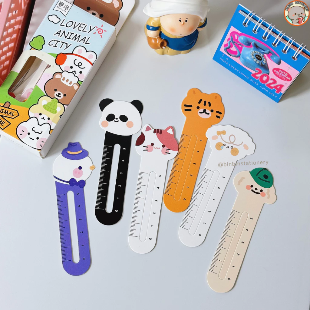 [Bin Bin] Hộp 30 bookmark đánh dấu trang sách hình động vật dễ thương, chất liệu bài cứng BMDV