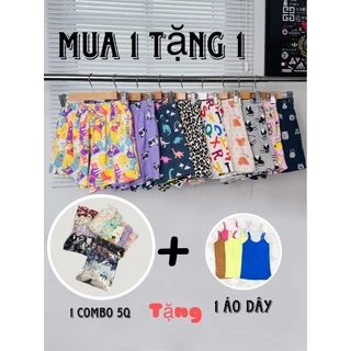 (Tặng 1 áo dây) COMBO 5 quần đùi nữ mặc nhà mặc ngủ rộng rãi