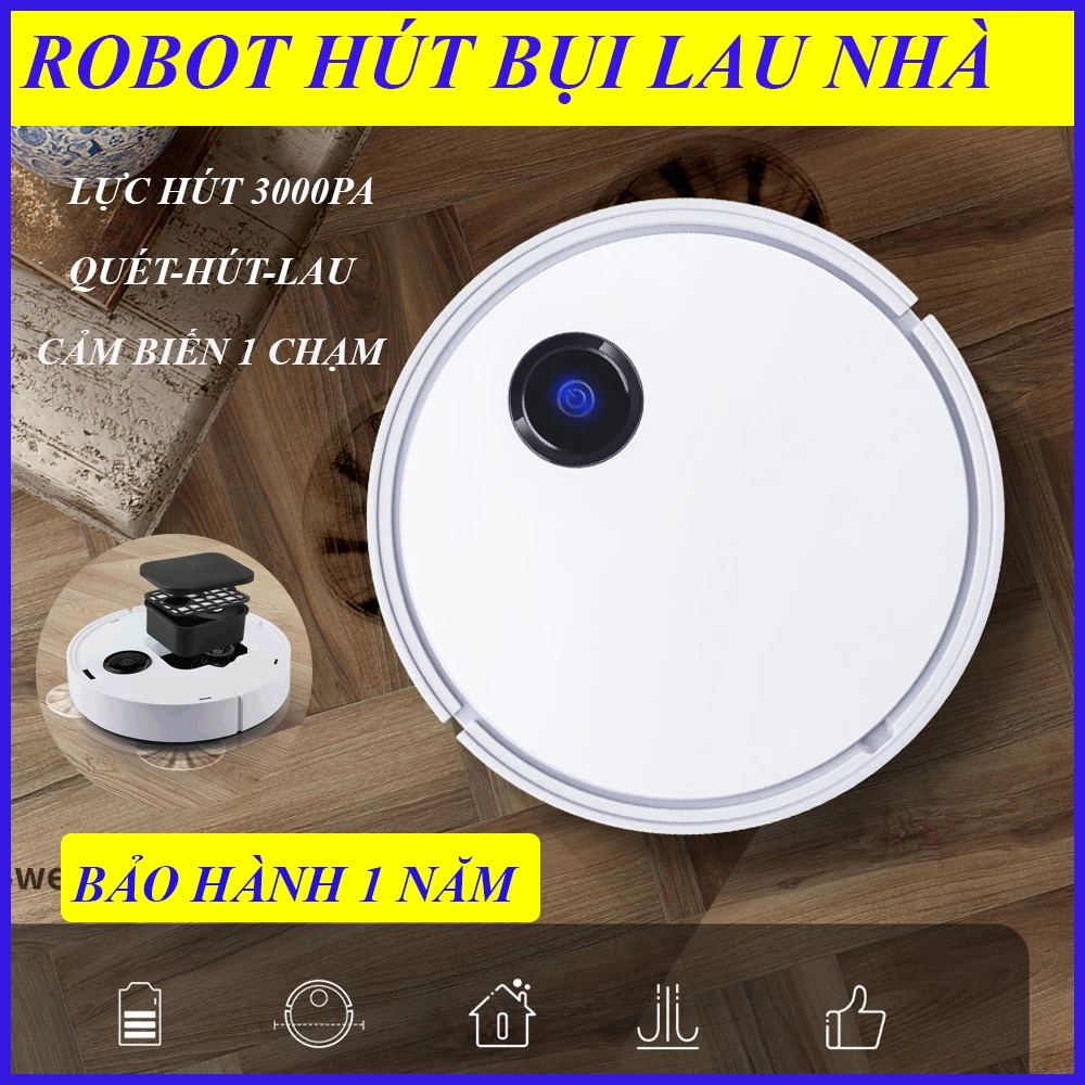 Robot Hút Bụi Lau Nhà ES330, Máy Hút Bụi Thông Minh. Lực Hút Cực Mạnh 3000PA, Quét-Hút-Lau Cùng Lúc, Cảm Biến 1 Chạm