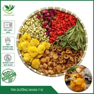 Trà Dưỡng Nhan 7 Vị (Gồm: Hoa Cúc; Nụ Hoa Hồng; Long Nhãn; Kỷ Tử; Táo Đỏ, Cỏ ngọt, Hoa nhài)