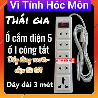 Ổ cắm điện thái gia dây dài 3 mét 5 ổ cắm 1 công tắt