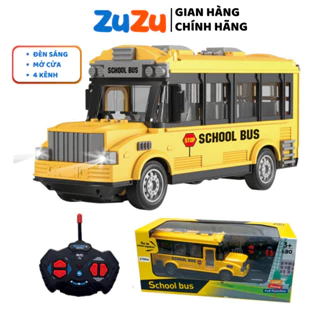 Đồ chơi xe buýt điều khiển từ xa cỡ lớn chạy pin có đèn ZuZu, xe bus điều khiển cho bé tỉ lệ 1:30