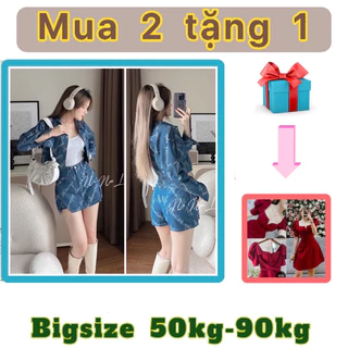 (SHOP BIGSIZE NỮ 50KG ĐẾN 90KG ) set 3 món chân váy kèm áo trắng