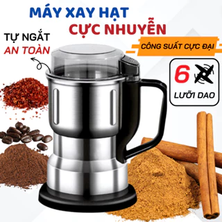 Máy Xay Hạt Siêu Mịn, Máy Xay Bột Ngũ Cốc, Máy Xay Đa Năng, Máy Xay Tỏi Ớt Tiêu Công Suất Lớn 6 Lưỡi Dao Sắc Bén