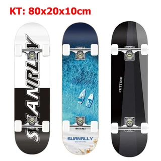 Ván Trượt Thể Thao - Ván Trượt Người Lớn Mặt Nhám Skateboard Kích Thước 80x20x10cm