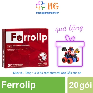 Sắt nước Ferrolip Sắt Sinh Học Cao Cấp Giúp giảm thiếu máu do thiếu sắt Không nóng Không táo bón Hộp 20 gói