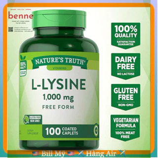 [🇺🇸 Hàng Mỹ] Viên uống bổ sung L-Lysine 1000mg giúp hỗ trợ quá trình tổng hợp protein cho cơ thể 100 viên của Mỹ