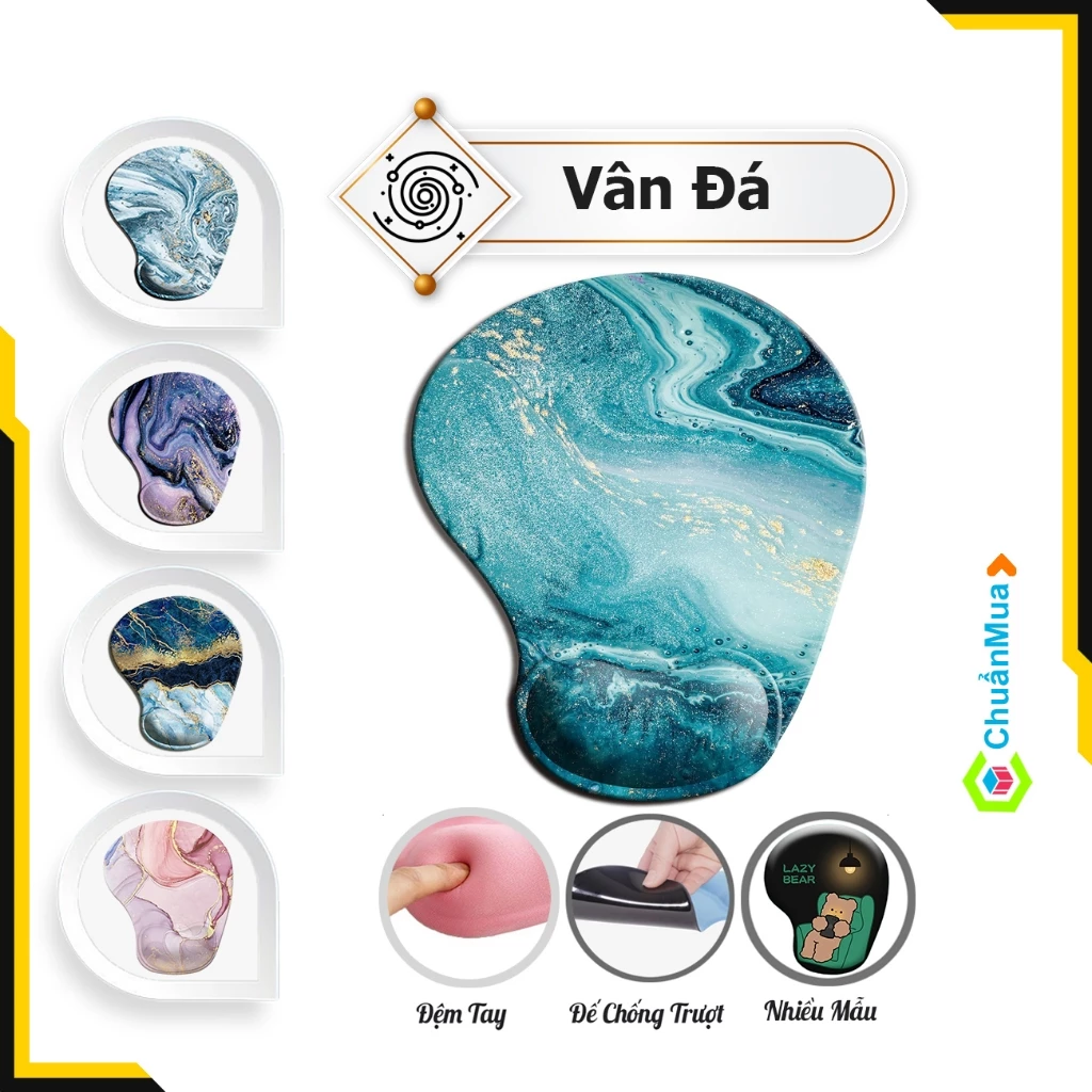 Lót Chuột Đẹp Vân Đá Mouse Pad Cute Có ĐỆM TAY SILICON cực êm chống mỏi tay ( Kê Chuột Dễ Thương Sỉ Giá Rẻ ChuanMua )