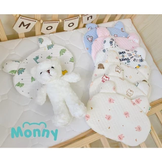 Gối Xô Muslin Monny Hình Gấu Thỏ Một Mặt Nhung Mụn Mềm Mịn Cho Bé Từ Sơ Sinh