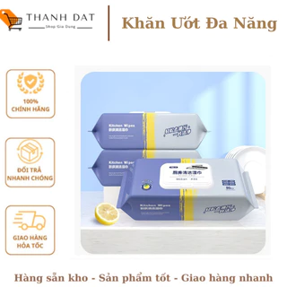 Khăn Ướt Lau Bếp Đa Năng Gói 80 Tờ, Khăn Giấy Ướt Lau Bếp Giúp Loại Bỏ Dầu Mỡ, Khăn Ửớt Đa Năng Siêu Dai An Toàn Cho Da