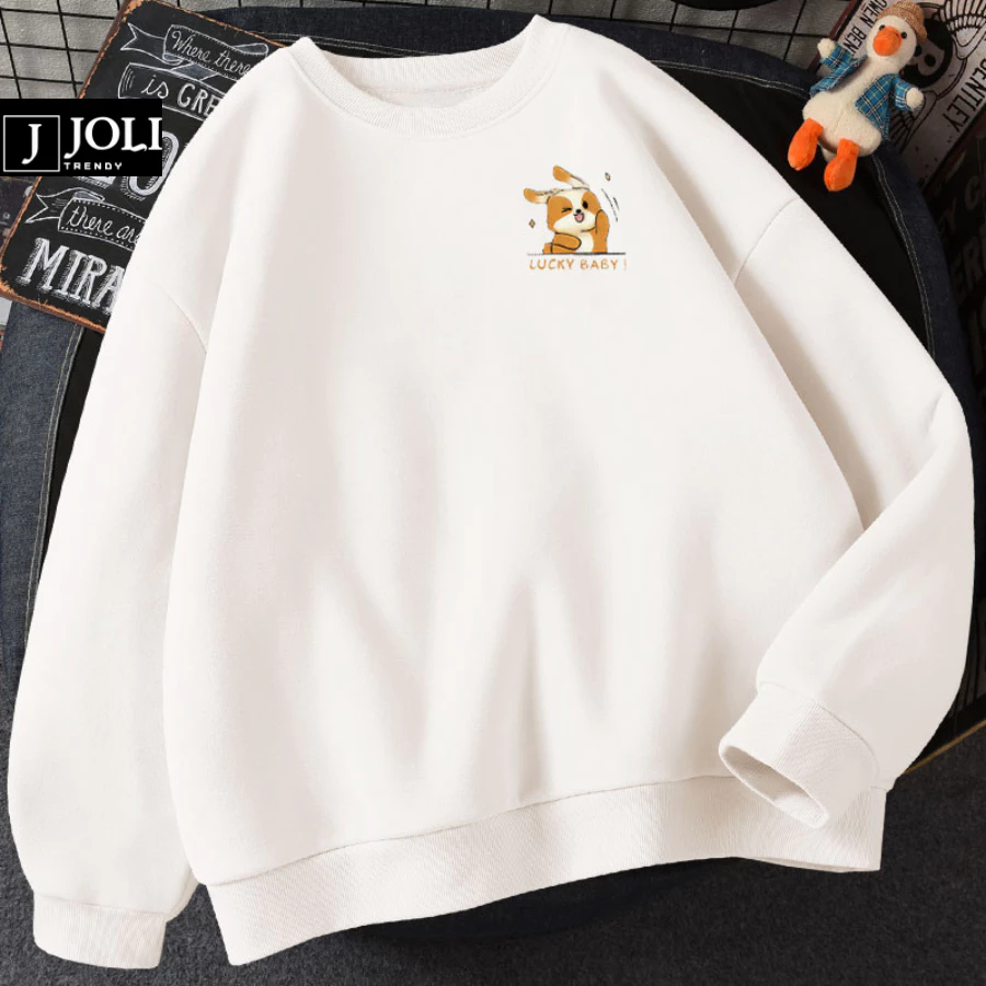 Áo Sweater Thỏ Cam Nam Nữ By JOLI Unisex Chất Nỉ Lót Bông Form Rộng