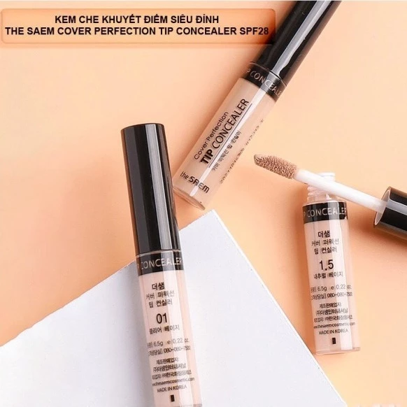 Kem che khuyết điểm THE SAEM  Cover Perfection Tip Concealer Spf28 PA++ CKĐ quốc dân