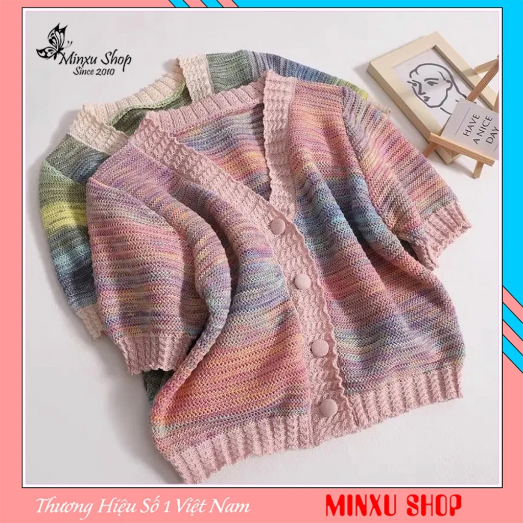 Áo Cardigan Cổ V, Cúc Bọc Nhiều Màu Trẻ Trung Năng Động Minxu Shop PG44