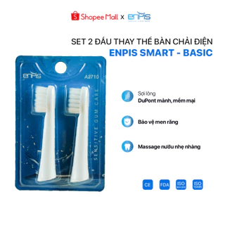 Set 2 Đầu Bàn Chải Điện ENPIS Thay Thế Cho Dòng SMART BASIC, Lông Bàn Chải Siêu Mềm Mại Giúp Làm Sạch Sâu