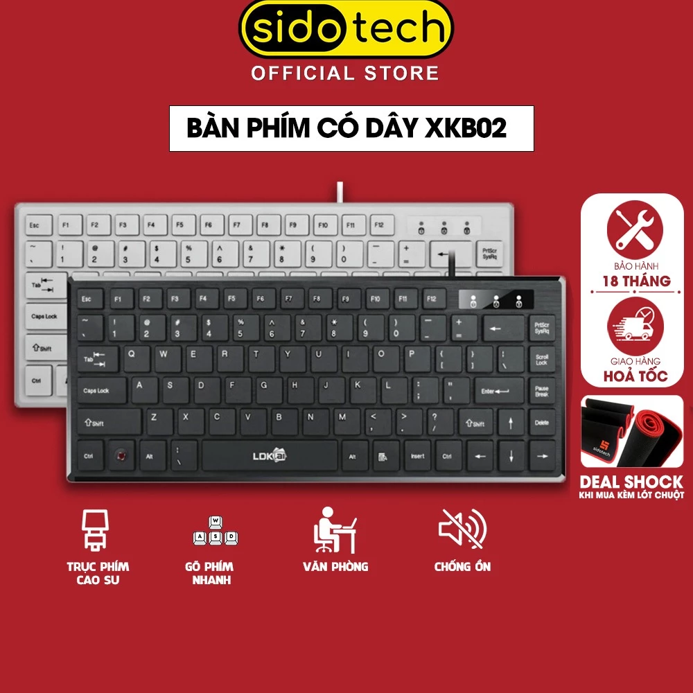 Bàn phím máy tính mini có dây SIDOTECH XKB02 nhỏ gọn tinh tế 82 key cho laptop văn phòng học sinh sinh viên