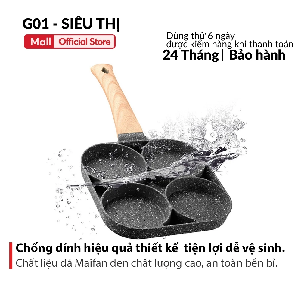 Chảo chống dính 4 ngăn G01 cao cấp, thiết kế thông minh, đa năng, tiện dụng, hàng nhập khẩu, giá rẻ