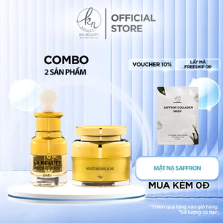 Combo 2 sản phẩm ngừa mụn trắng da KN Beauty (Kem Dưỡng Trắng Ngừa mụn 15g + Serum Ngừa mụn 20ml) kèm 1 mặt nạ Saffron