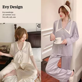 Bộ đồ lụa phối màu dễ thương, bộ pijama lua ngoc trai cao cấp BN04