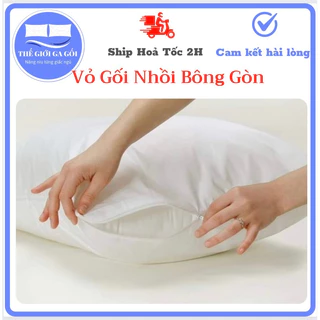 Vỏ ruột gối trắng có khoá kéo dùng nhồi bông gòn thay thế vỏ ruột gối nằm gối ôm cũ bảo vệ sức khoẻ.