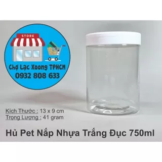 Hủ Nhựa Pet 750ml Nắp Nhựa Trắng Đục Fi 89