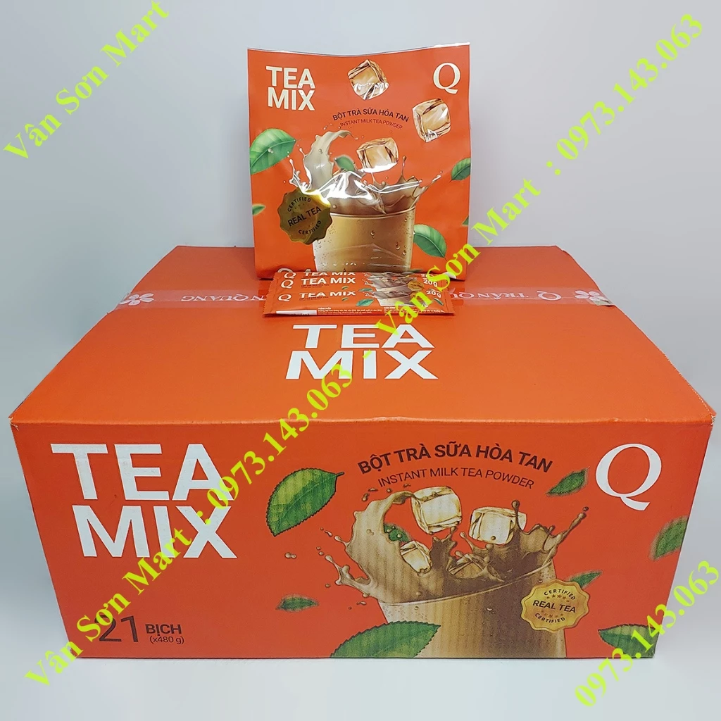 Thùng Trà sữa Tea mix Trần Quang 21 bịch 480g (24 gói dài x 20g)