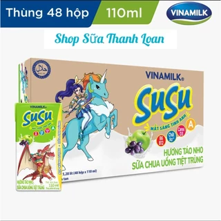 [HSD T12-2024] Thùng 48 Hộp Sữa Chua Uống Susu IQ Hương Táo Nho 110ml.