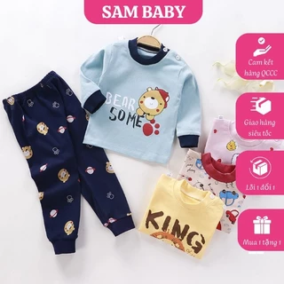 Bộ thu đông bé trai hoạt hình, bộ thu đông bé gái chất cotton mềm mịn phù hợp cho các bé từ 7-22kg| Sam Baby