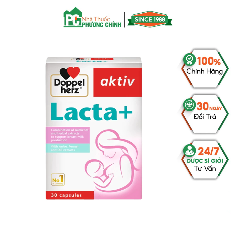 Viên Uống Lợi Sữa Lacta+ Doppelherz Hỗ Trợ Cải Thiện Nguồn Sữa Mẹ (Hộp 30 Viên)