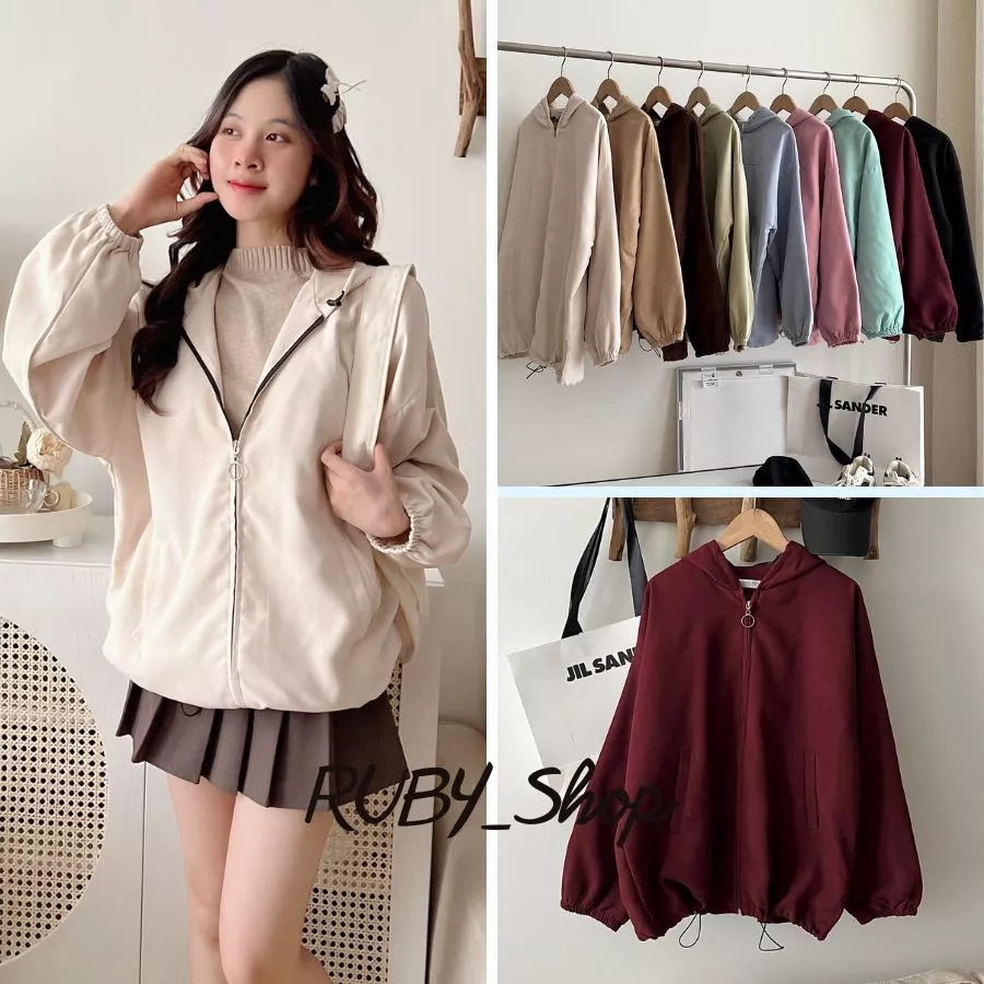 Áo khoác Basic nhung lì Form rộng 2 lớp tay bồng, Áo khoác nữ nhung tăm, gân dáng Oversize from rộng