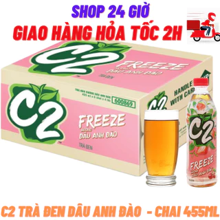 Thùng Trà Đen C2 Dâu Anh Đào Chai 455 Ml