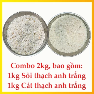 Combo 2kg, Bao Gồm 1kg Sỏi Thạch Anh Trắng, 1kg Cát Thạch Anh Trắng - Dùng Trang Trí Cho Bể Cá, Hồ Thủy Sinh