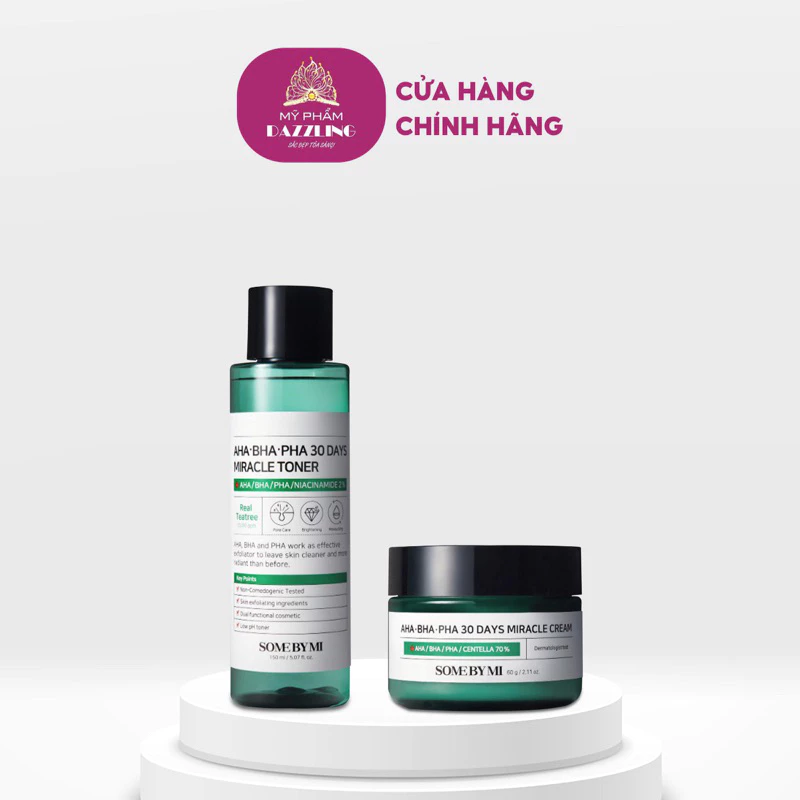 Combo Toner + Kem Dưỡng Some By Mi AHA-BHA-PHA 30 Days Miracle