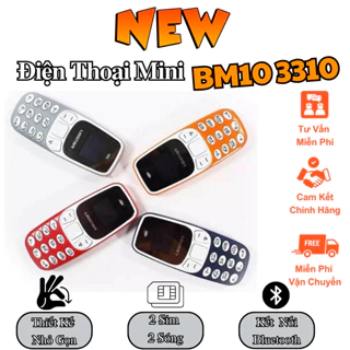 Điện Thoại Giá Rẻ Mini BM10 3310, 2 Sim 2 Sóng, Kết Nối Bluetooth, Mp3/Mp4, Nghe Đổi Giọng, Nhỏ Ngọn Bằng Bật Lửa