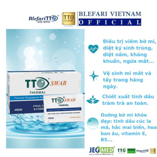 Hộp 24 gói gạc lau mi mắt TTO Swab Thermal chính hãng, nhập khẩu châu Âu