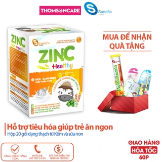 Thạch ăn ngon cho bé Zinc Healthy Sanofia - Bổ sung kẽm, tiêu hóa tốt giúp bé ăn ngủ ngon - Hộp 20 gói Thomsoncare